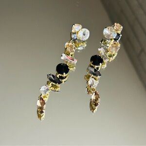 Silver black and gold earrings
